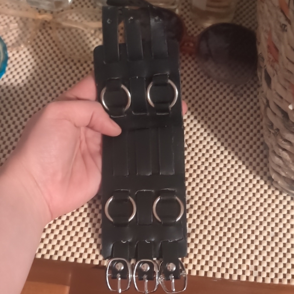 5 For $15 Black Belted Cuff with Silver Buckles - Picture 4 of 4